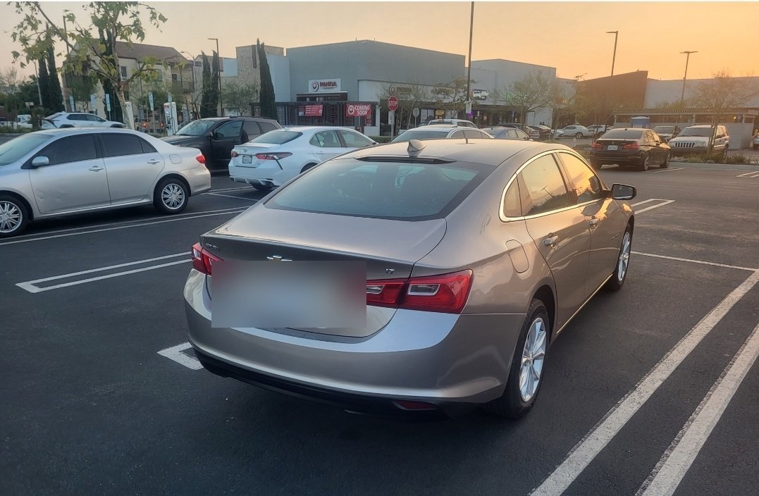 Repaired Chevrolet Malibu, rear-end collision rebuild